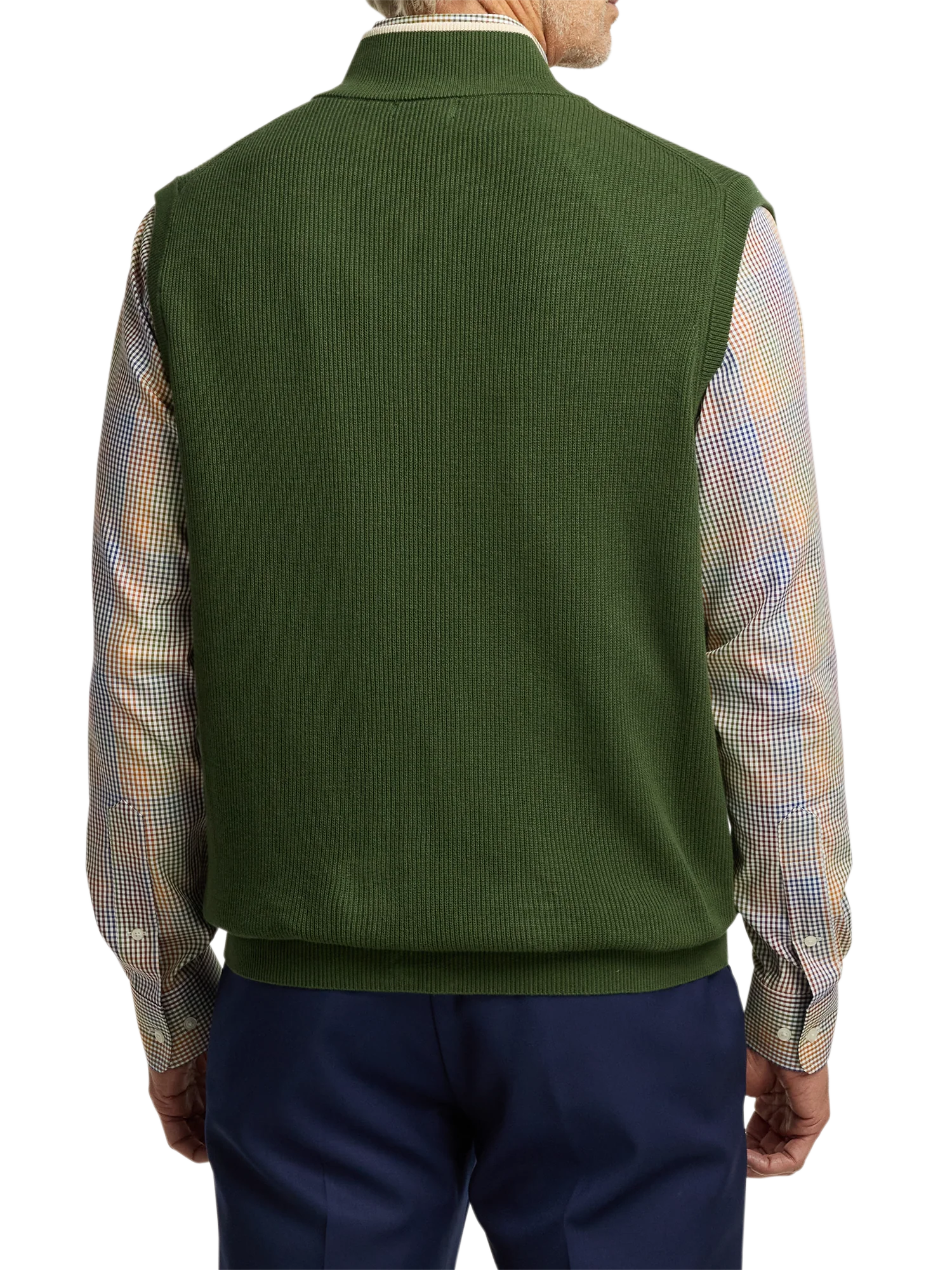 Cotton Full Zip Mock Neck Vest - Green - Image 5