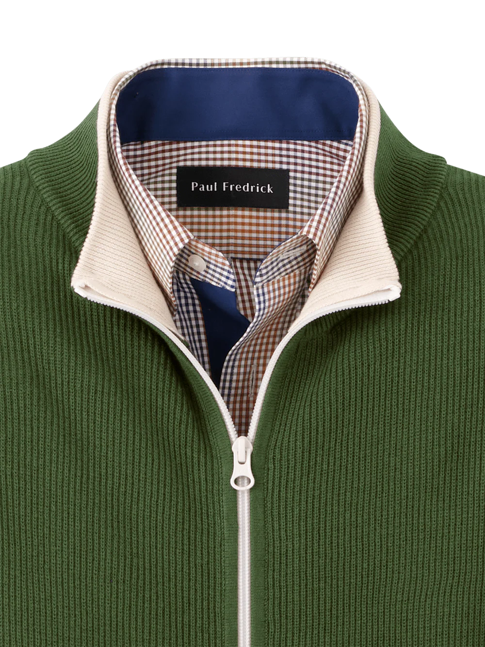 Cotton Full Zip Mock Neck Vest - Green - Image 6