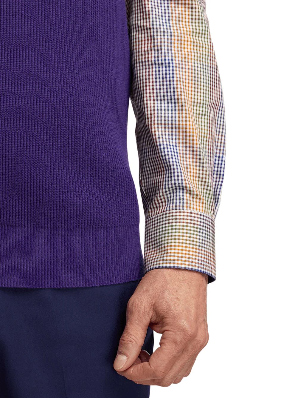 Cotton Full Zip Mock Neck Vest - Purple - Image 4