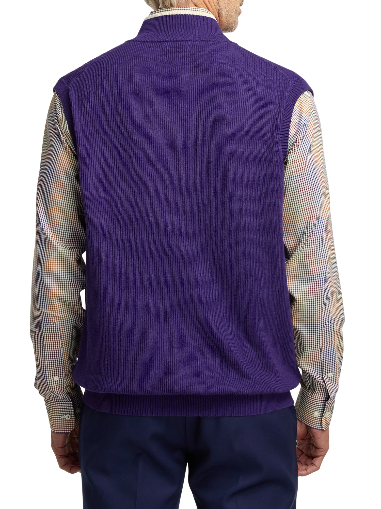 Cotton Full Zip Mock Neck Vest - Purple - Image 5