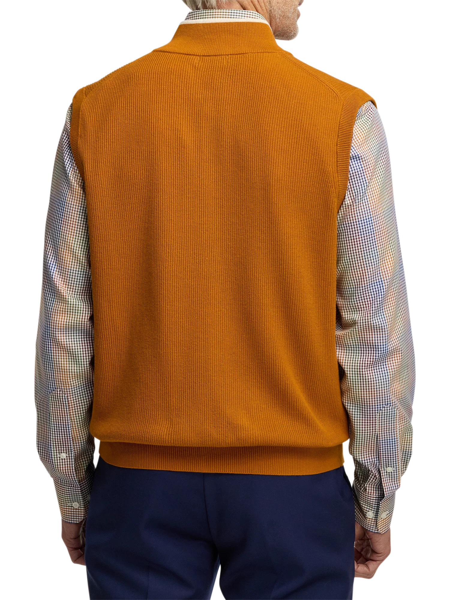 Cotton Full Zip Mock Neck Vest - Rust - Image 5