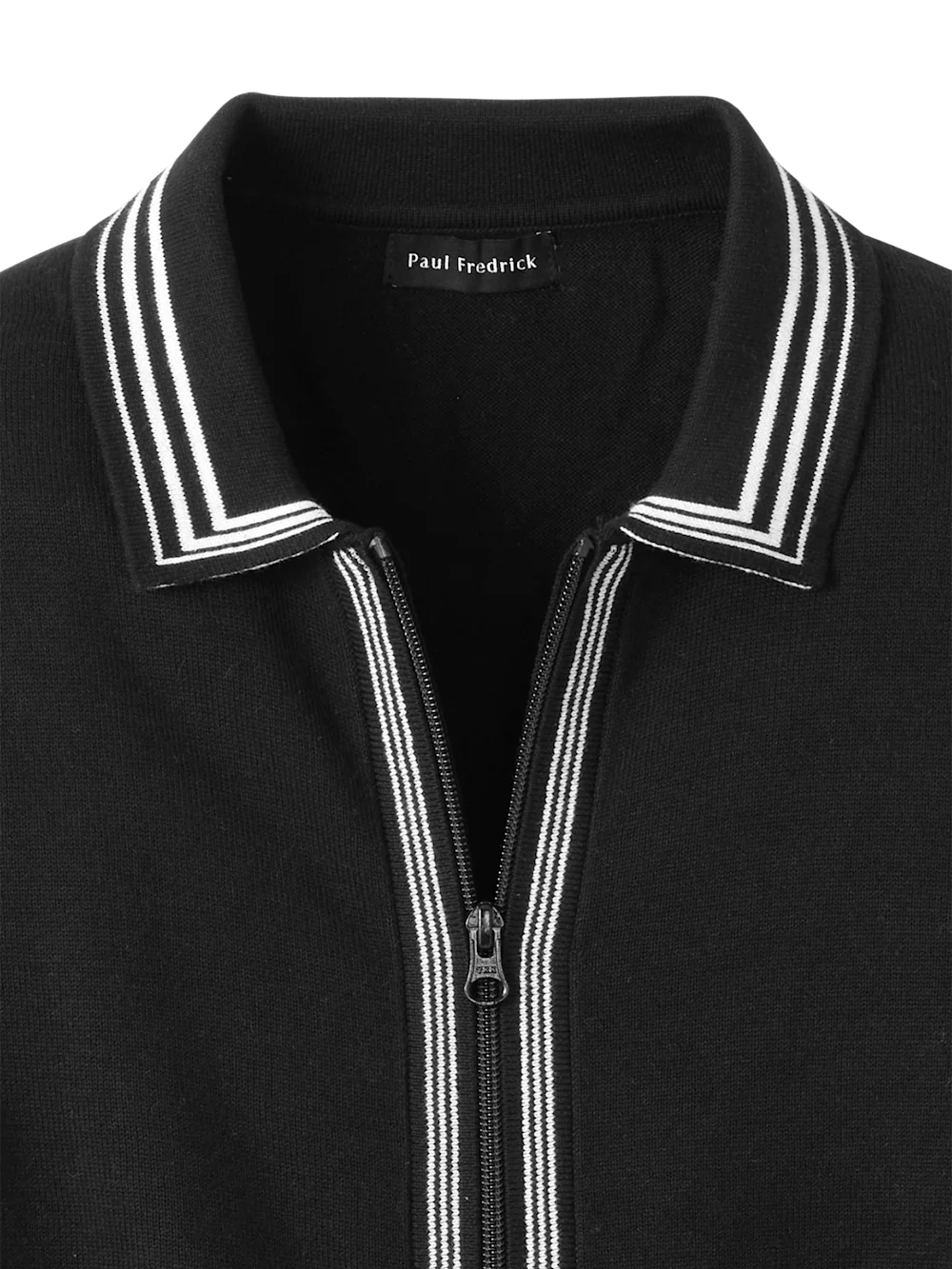 Cotton Full Zip Polo - Black - Image 6