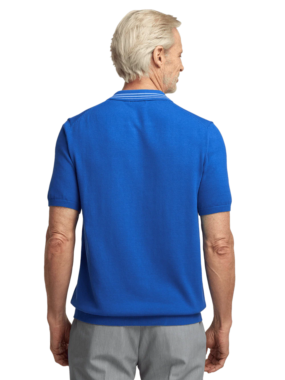 Cotton Full Zip Polo - Blue - Image 5