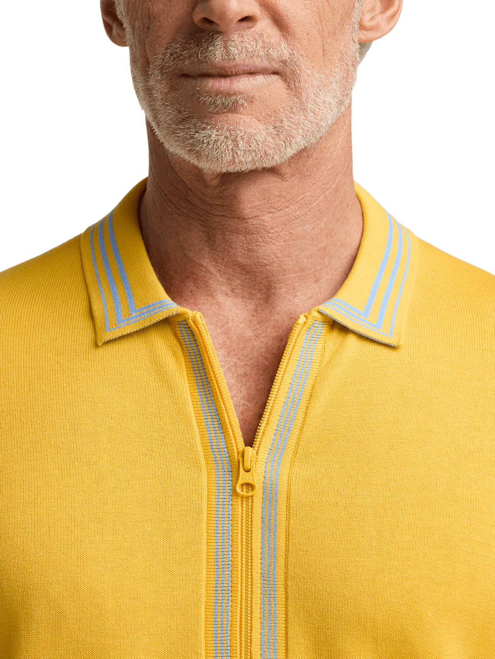 Cotton Full Zip Polo - Yellow - Image 3