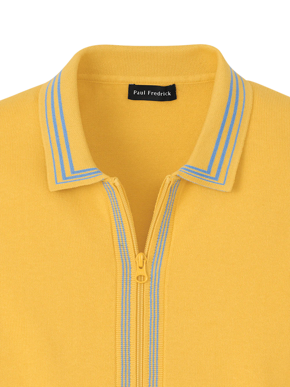 Cotton Full Zip Polo - Yellow - Image 6