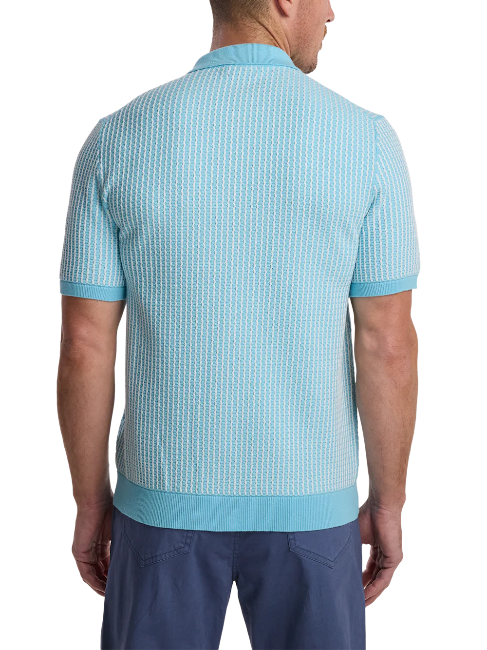 Cotton Full Zip Polo - Light Blue - Image 5