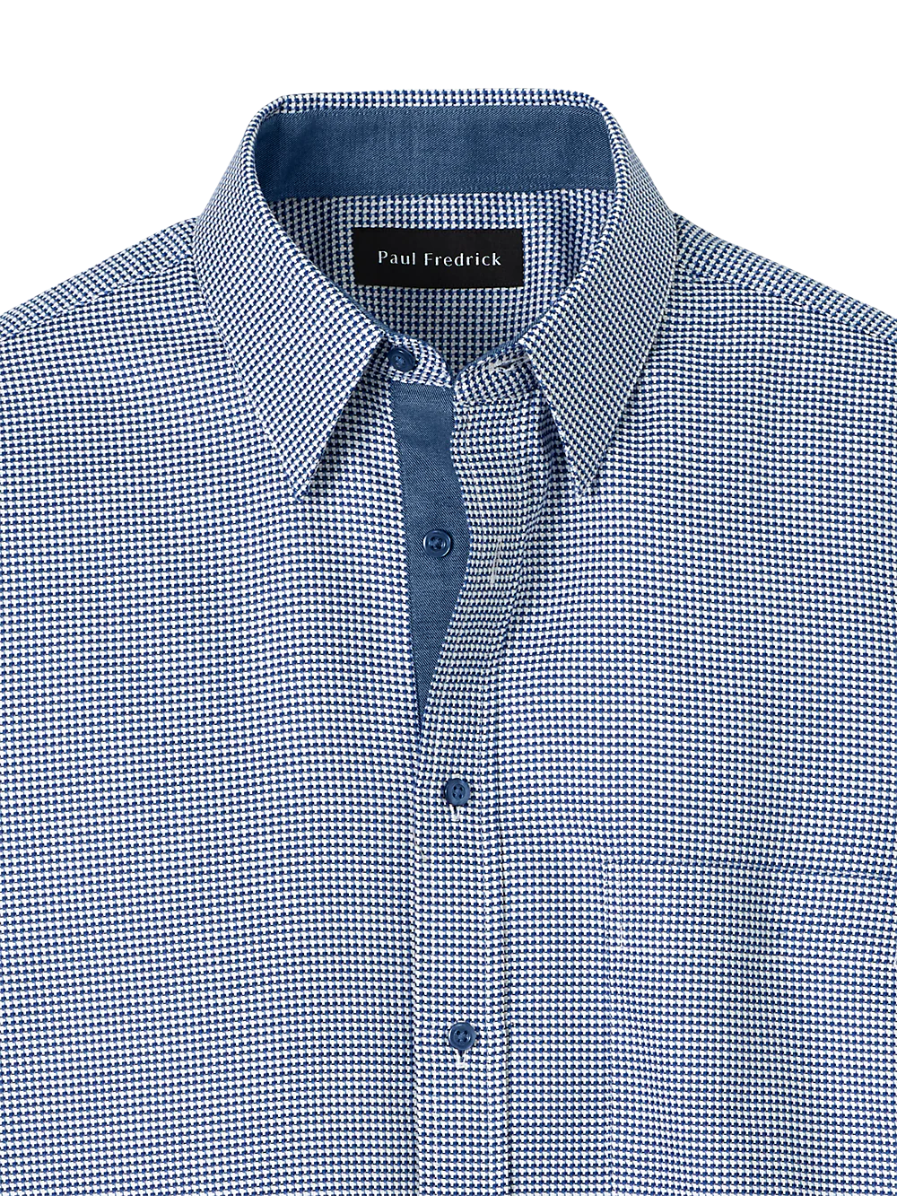 Cotton Houndstooth Casual Shirt - Blue - Image 6