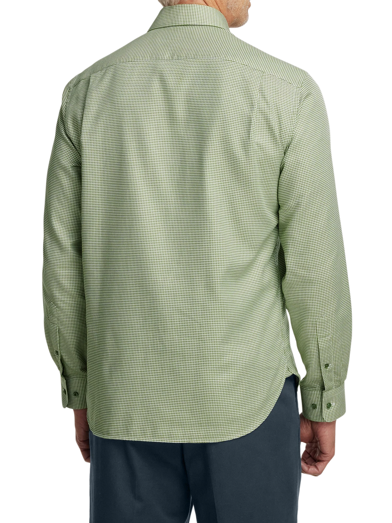 Cotton Houndstooth Casual Shirt - Green - Image 5
