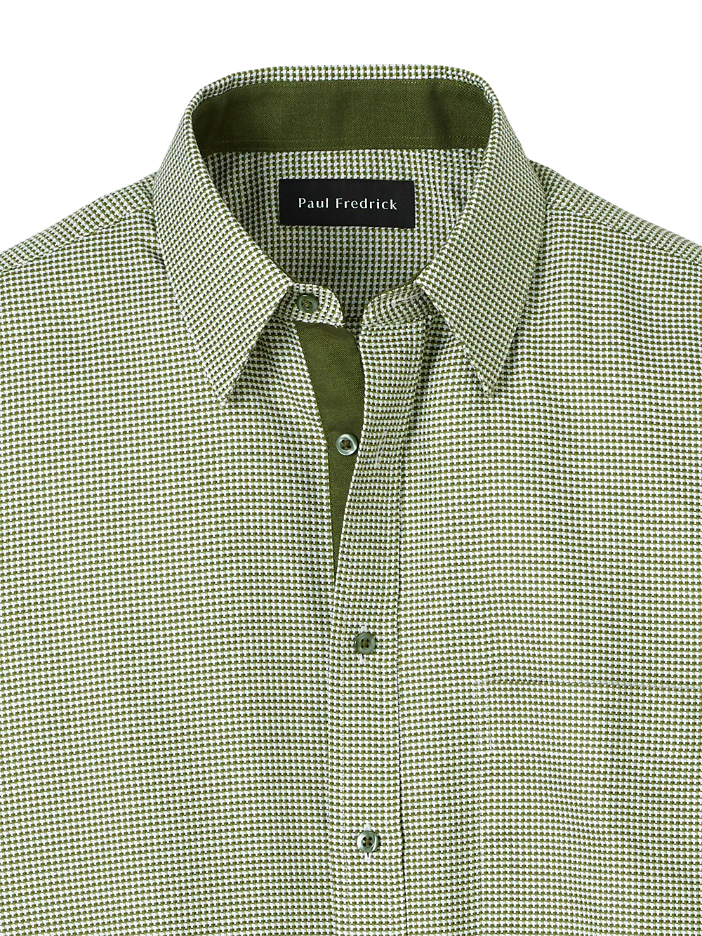 Cotton Houndstooth Casual Shirt - Green - Image 6