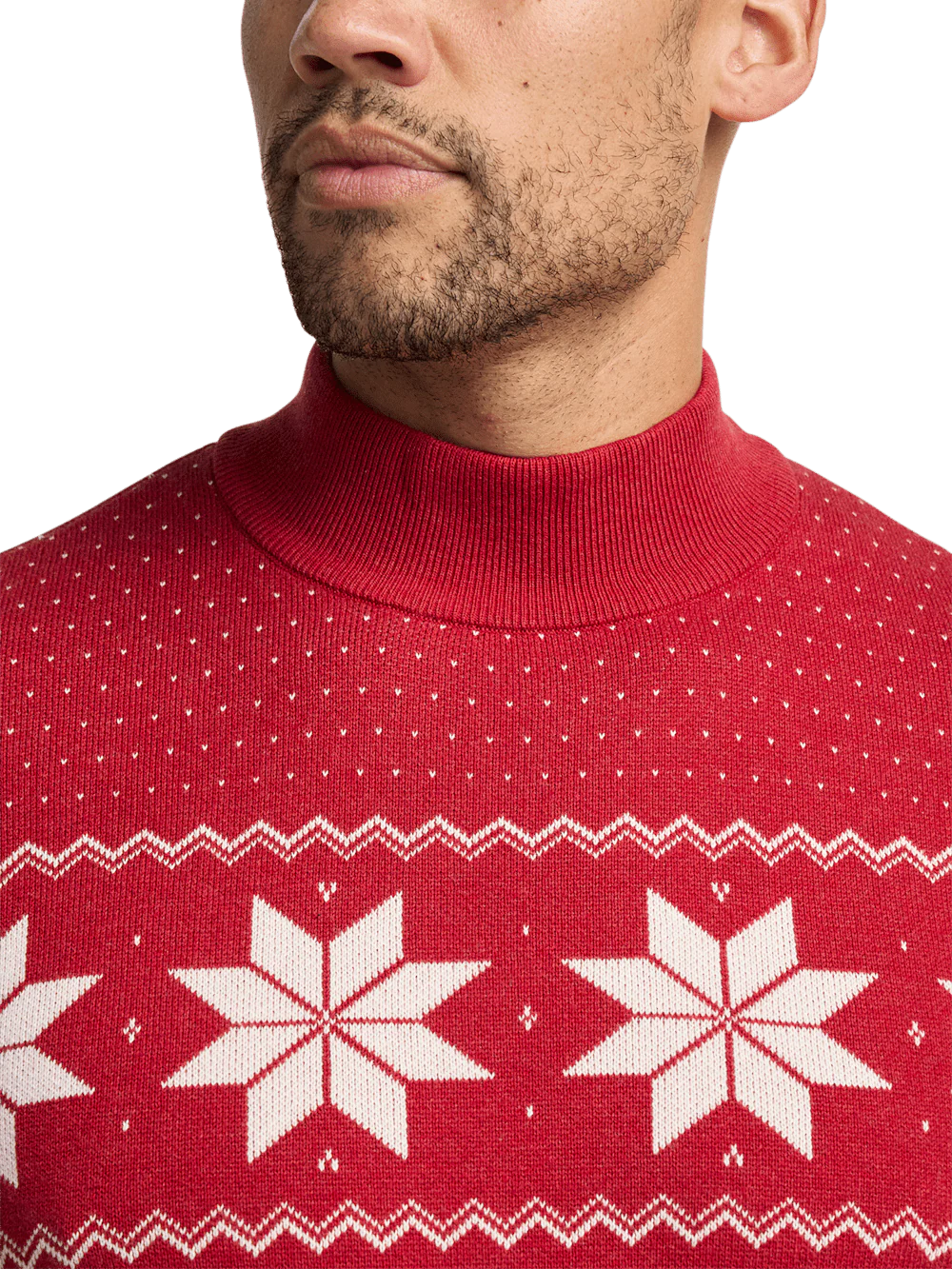 Cotton Mock Neck Sweater - Red - Image 3