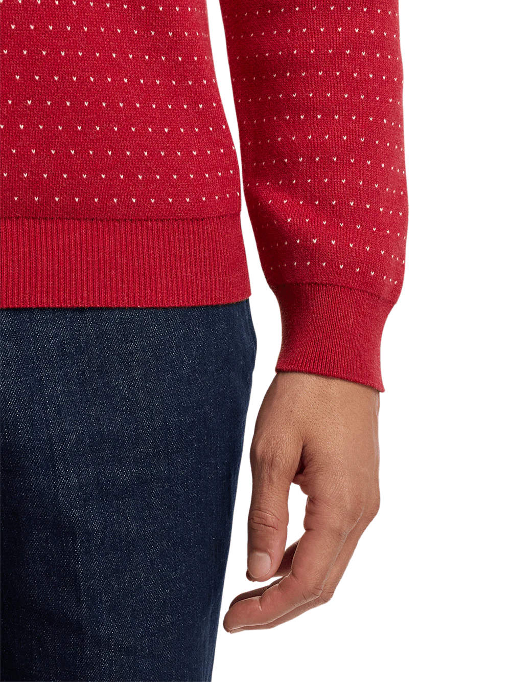 Cotton Mock Neck Sweater - Red - Image 4