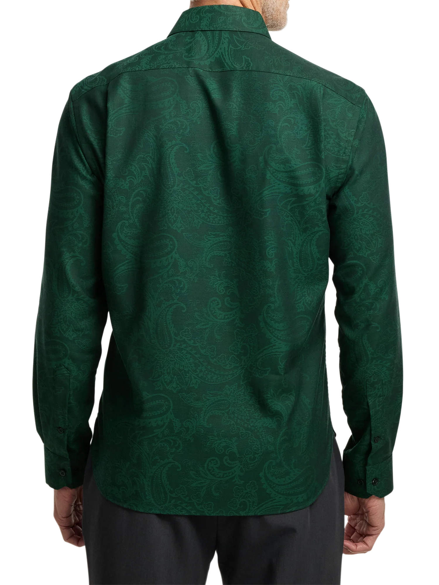 Cotton Paisley Jacquard Casual Shirt - Green - Image 5