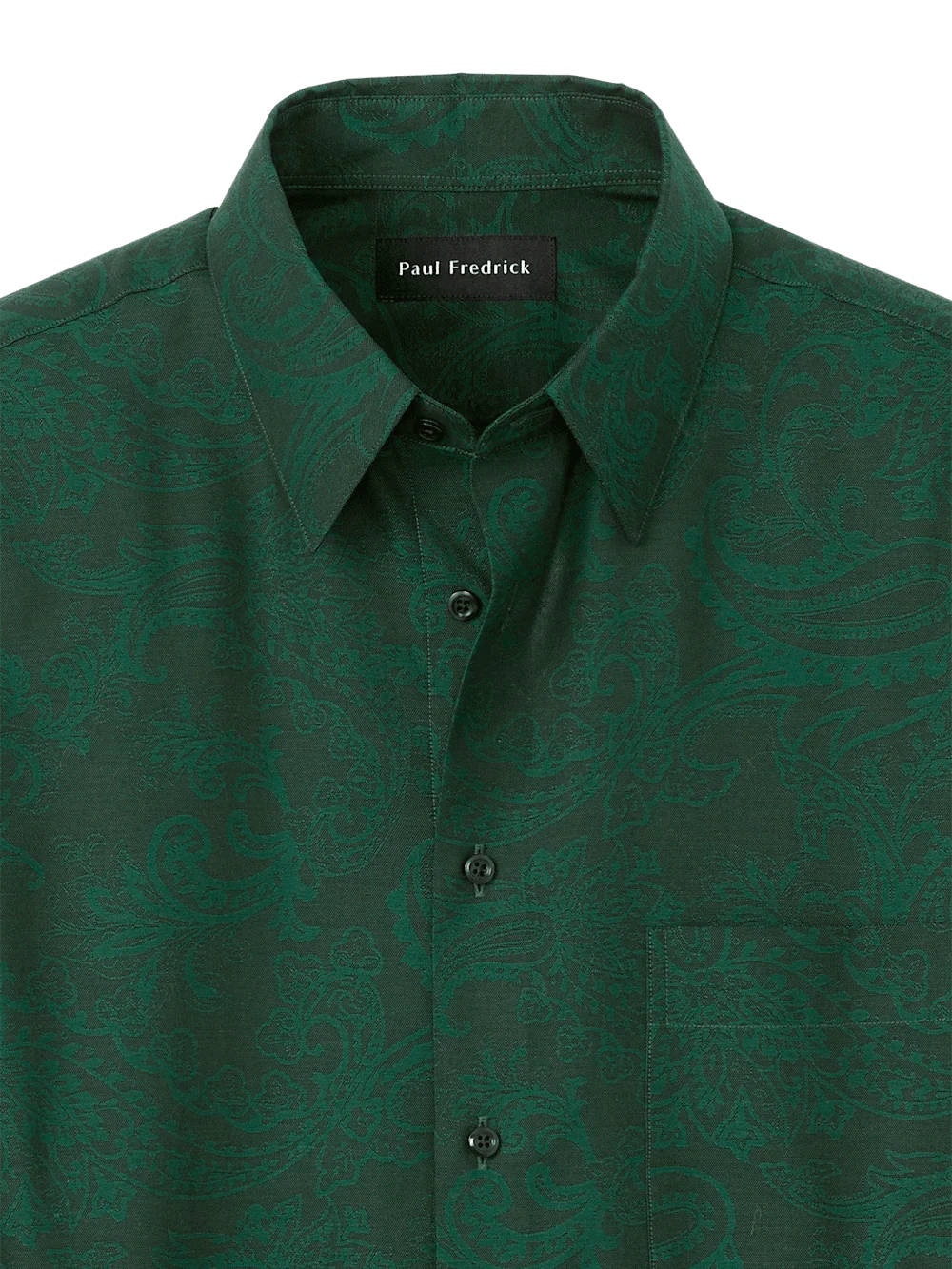 Cotton Paisley Jacquard Casual Shirt - Green - Image 6