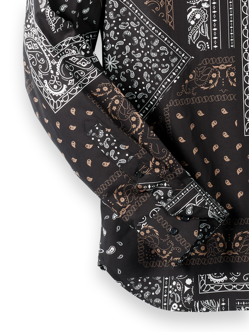 Cotton Paisley Point Collar Casual Shirt - Black/brown - Image 8