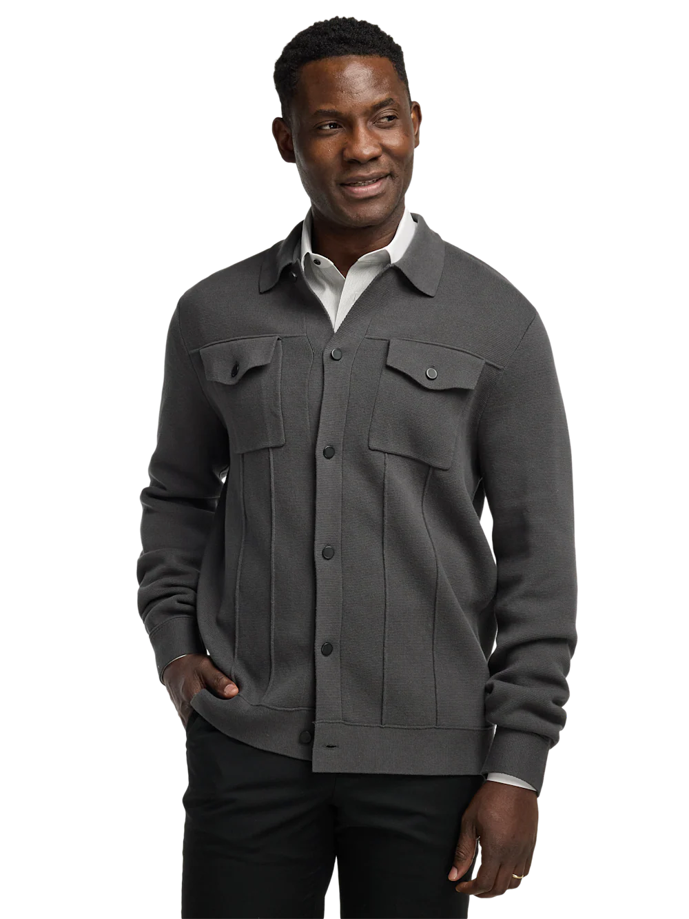 Cotton Patch Pocket Shacket - Dark Grey - Image 2