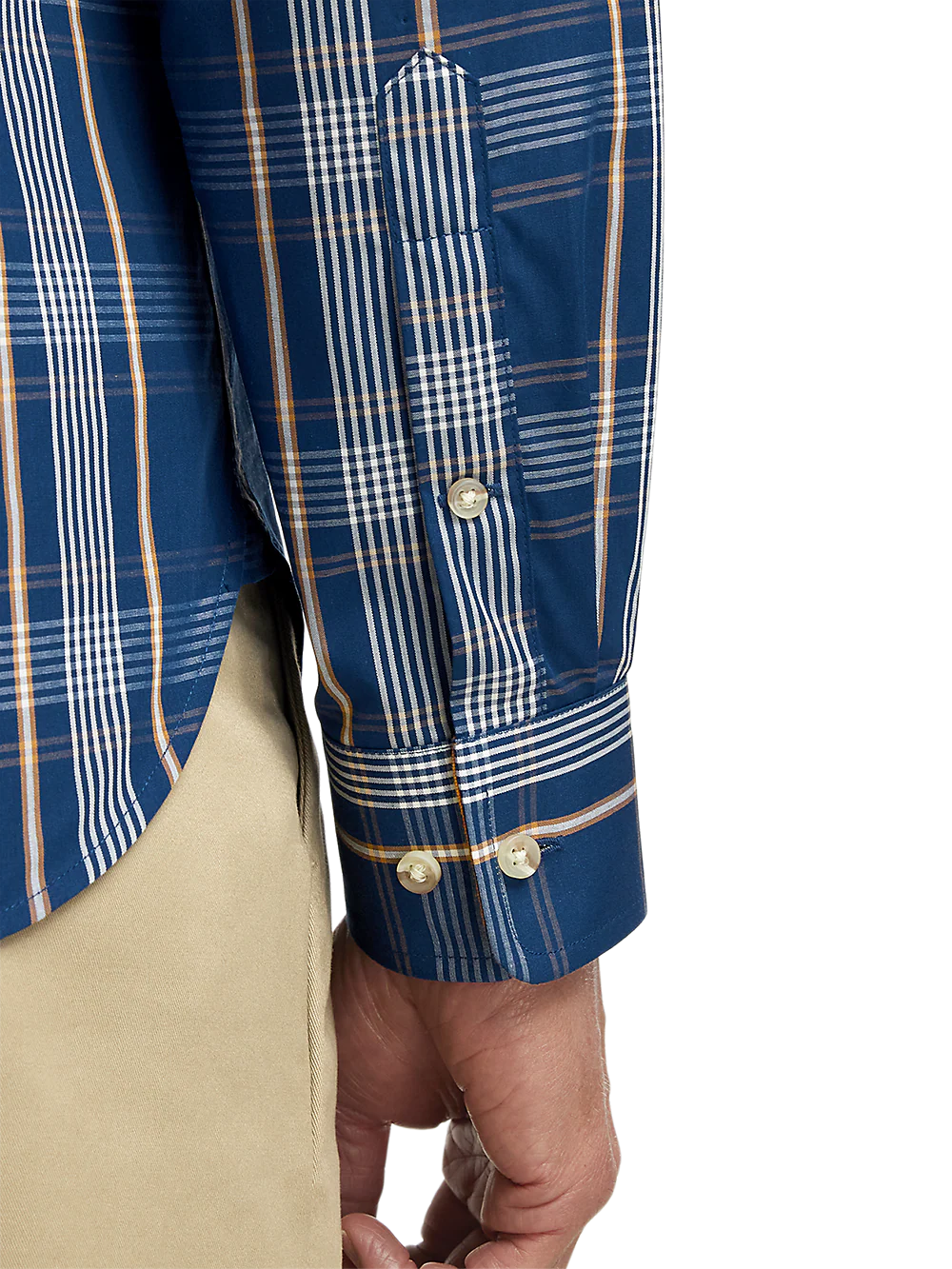 Cotton Plaid Casual Shirt - Blue - Image 4