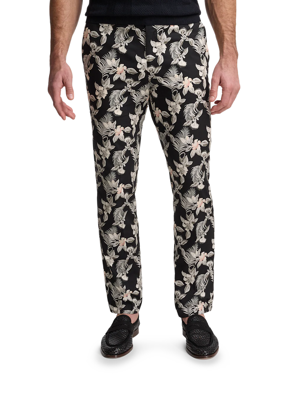Cotton Printed Flat Fron Pants - Black Multi - Image 2