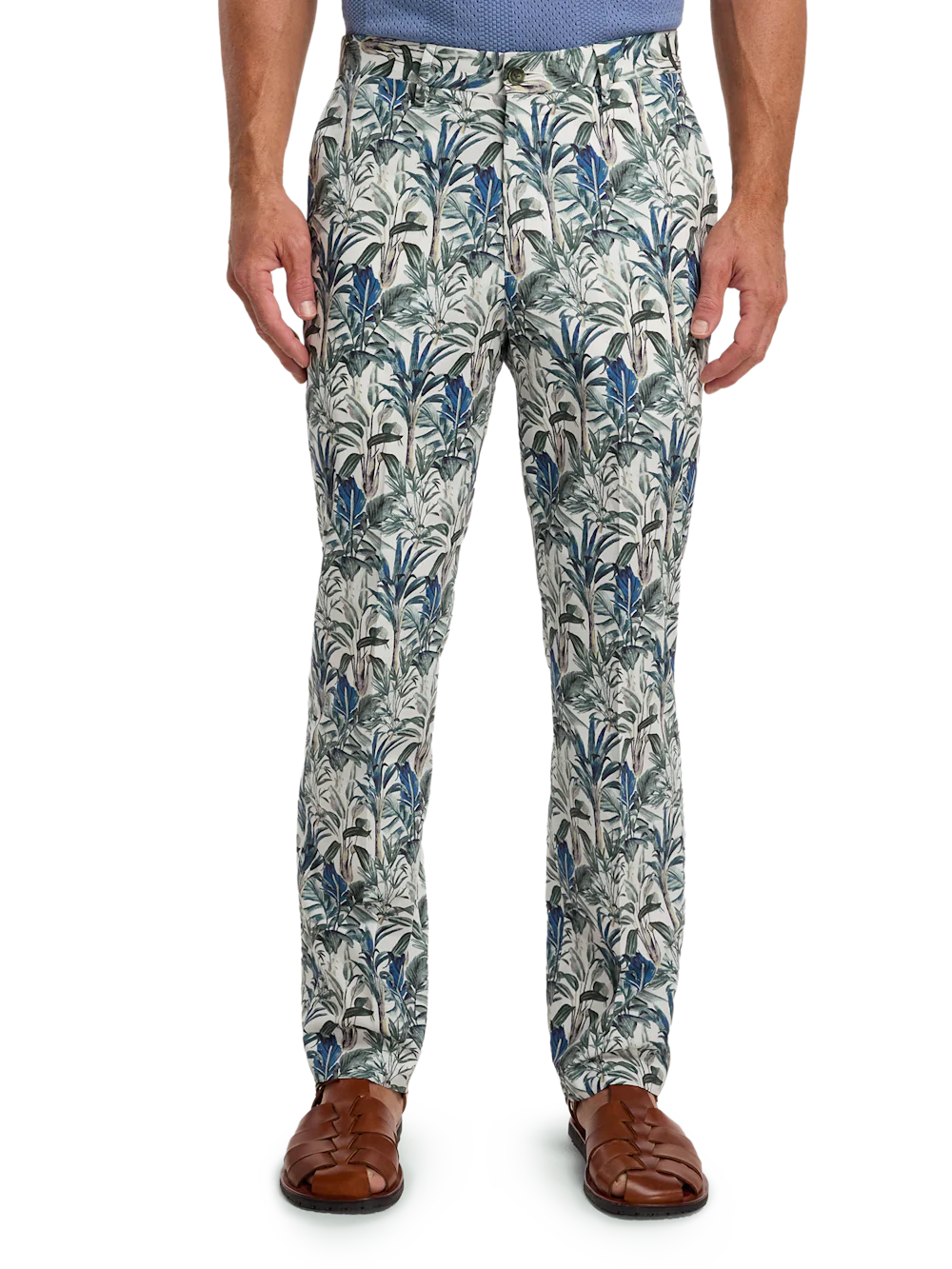 Cotton Printed Flat Fron Pants - White Multi - Image 2