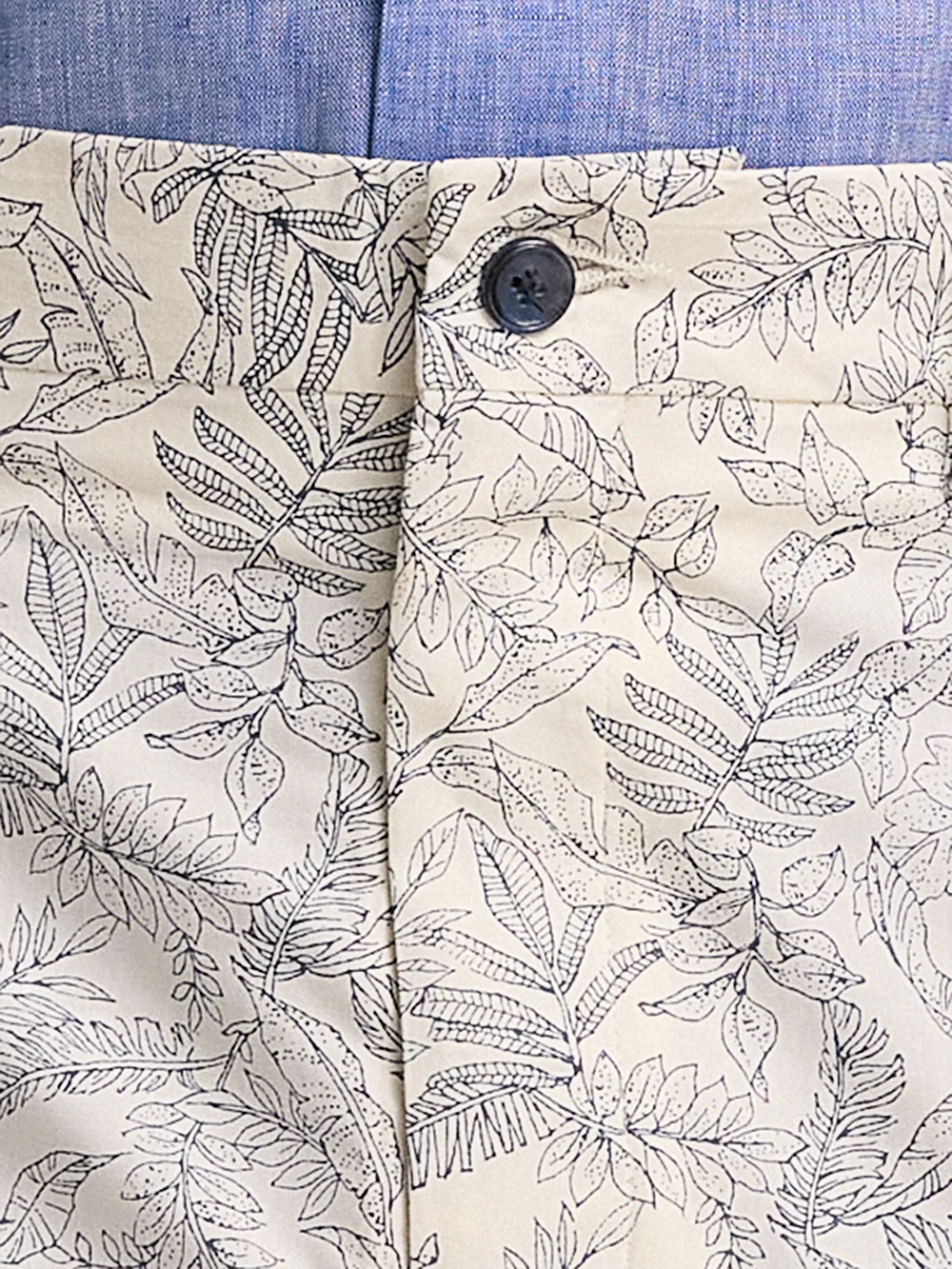Cotton Printed Flat Front Shorts - Ivory Multi - Image 4