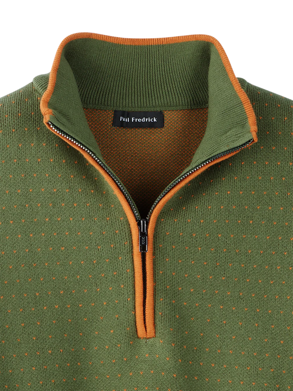 Cotton Quarter Zip Mock Neck Sweater - Olive - Image 6