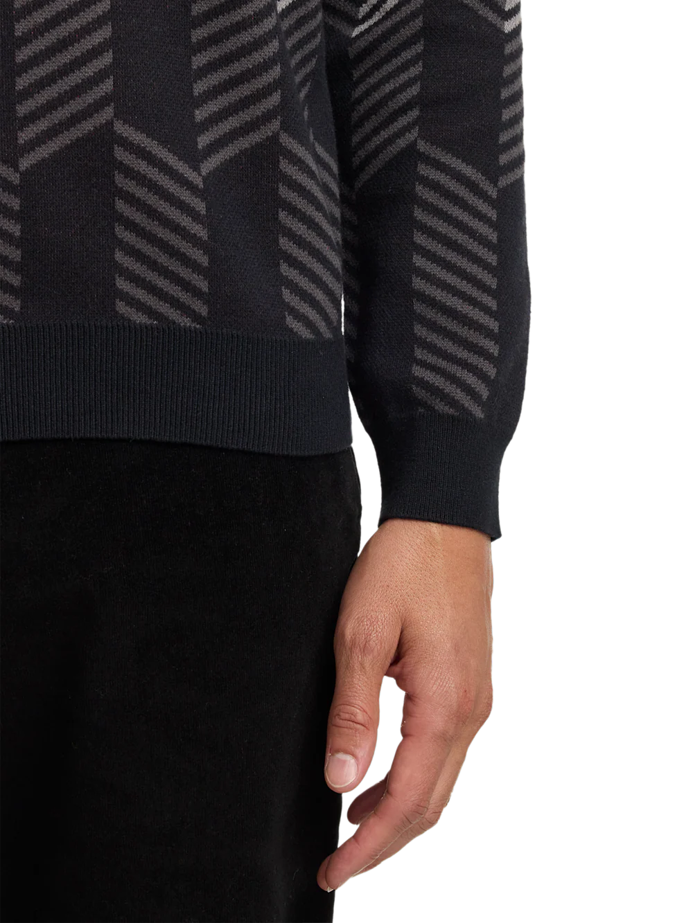 Cotton Quarter Zip Mock Neck Sweater - Black/red - Image 4