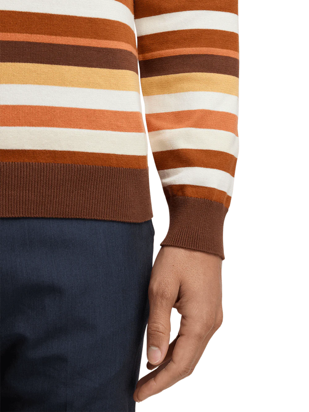Cotton Quarter Zip Mock Neck Sweater - Brown Multi - Image 4