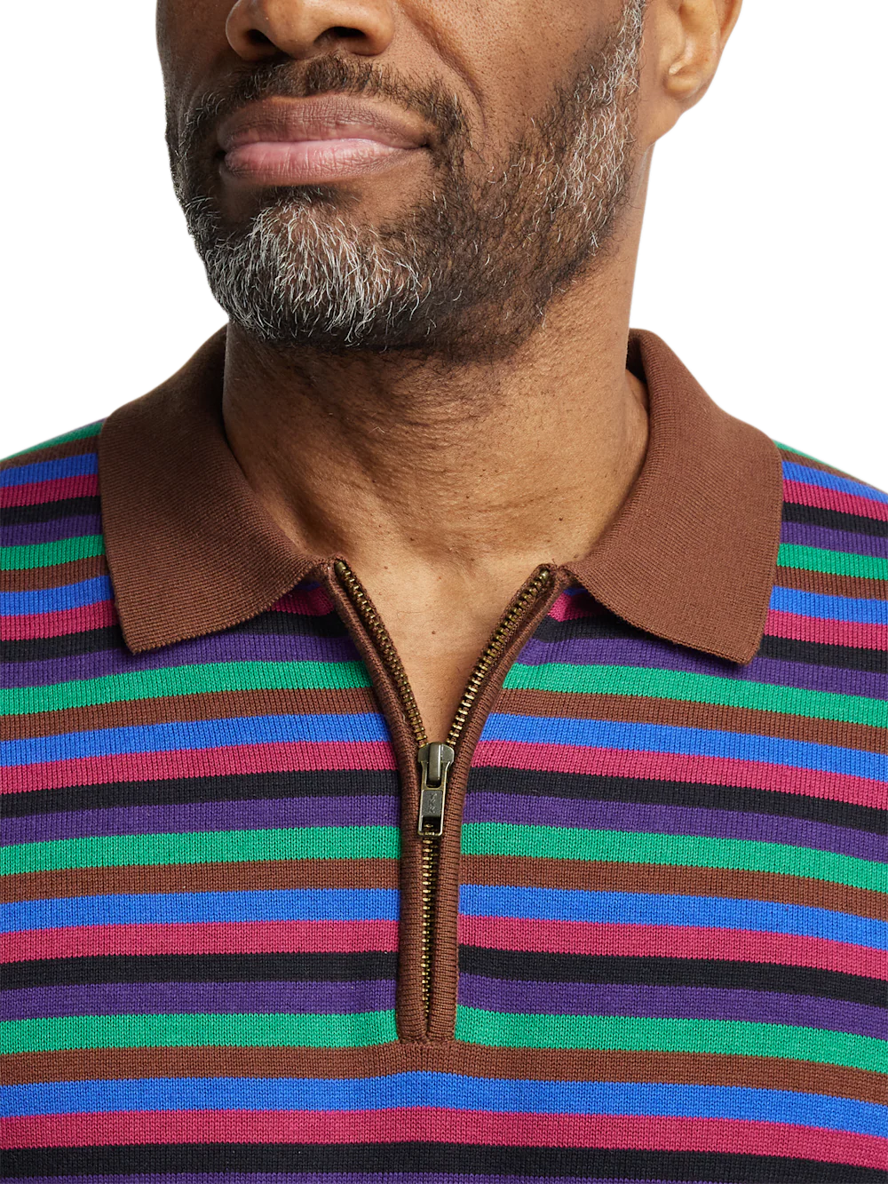 Cotton Quarter Zip Polo - Multi - Image 3