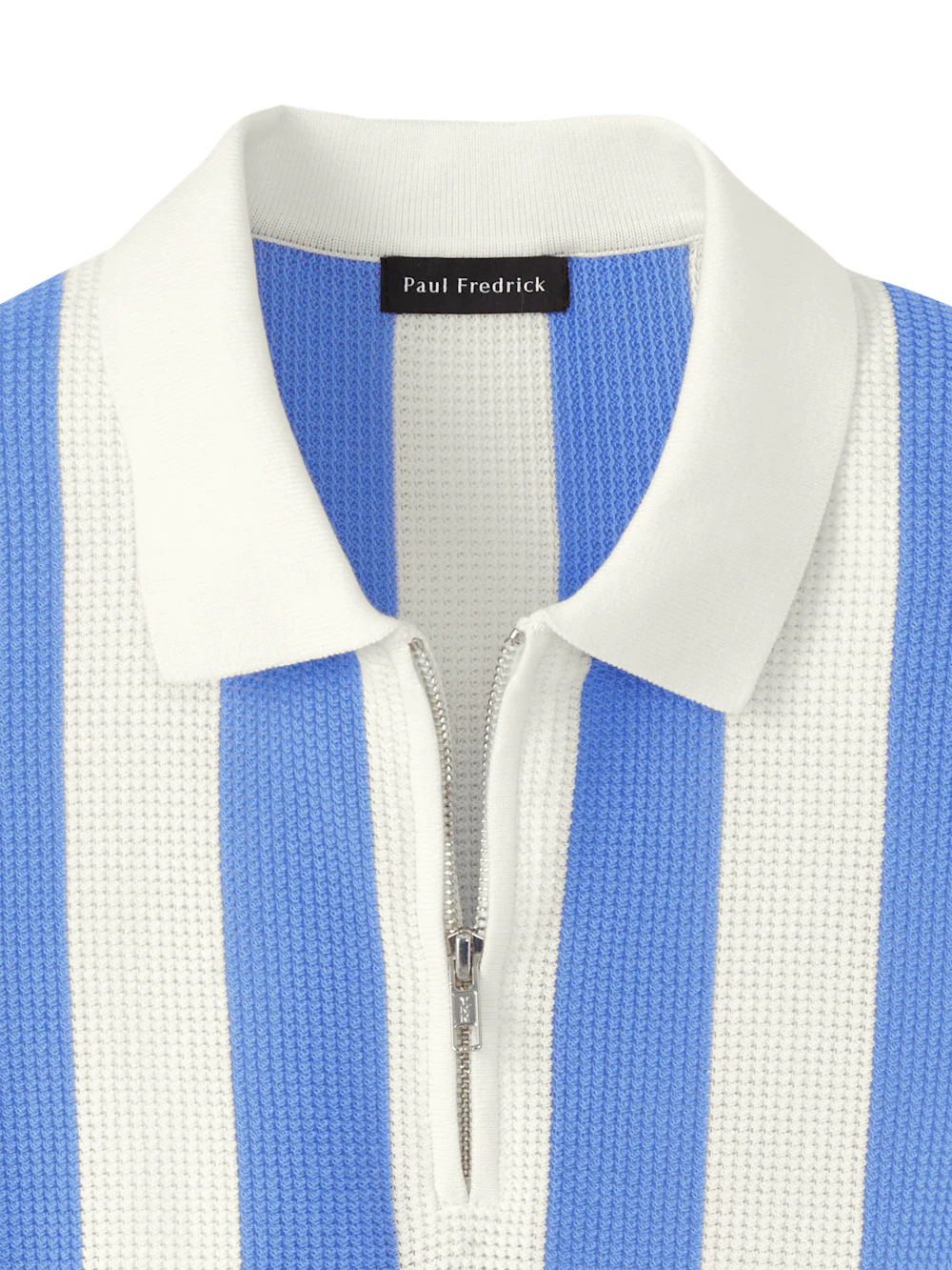 Cotton Quarter Zip Polo - Blue - Image 6