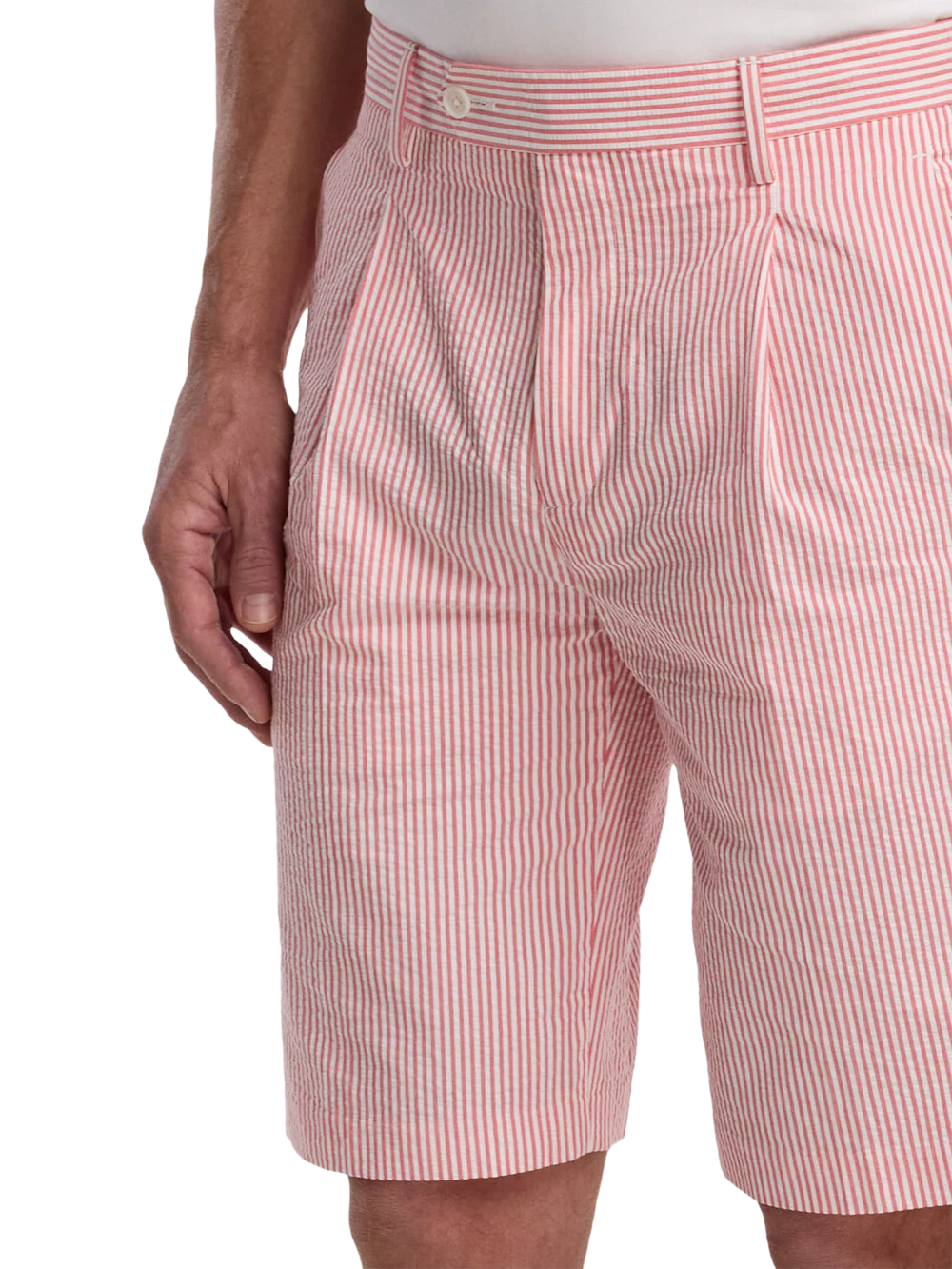Cotton Seersucker Shorts - Red/white - Image 3