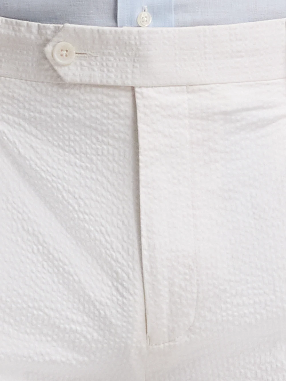 Cotton Seersucker Shorts - White - Image 5