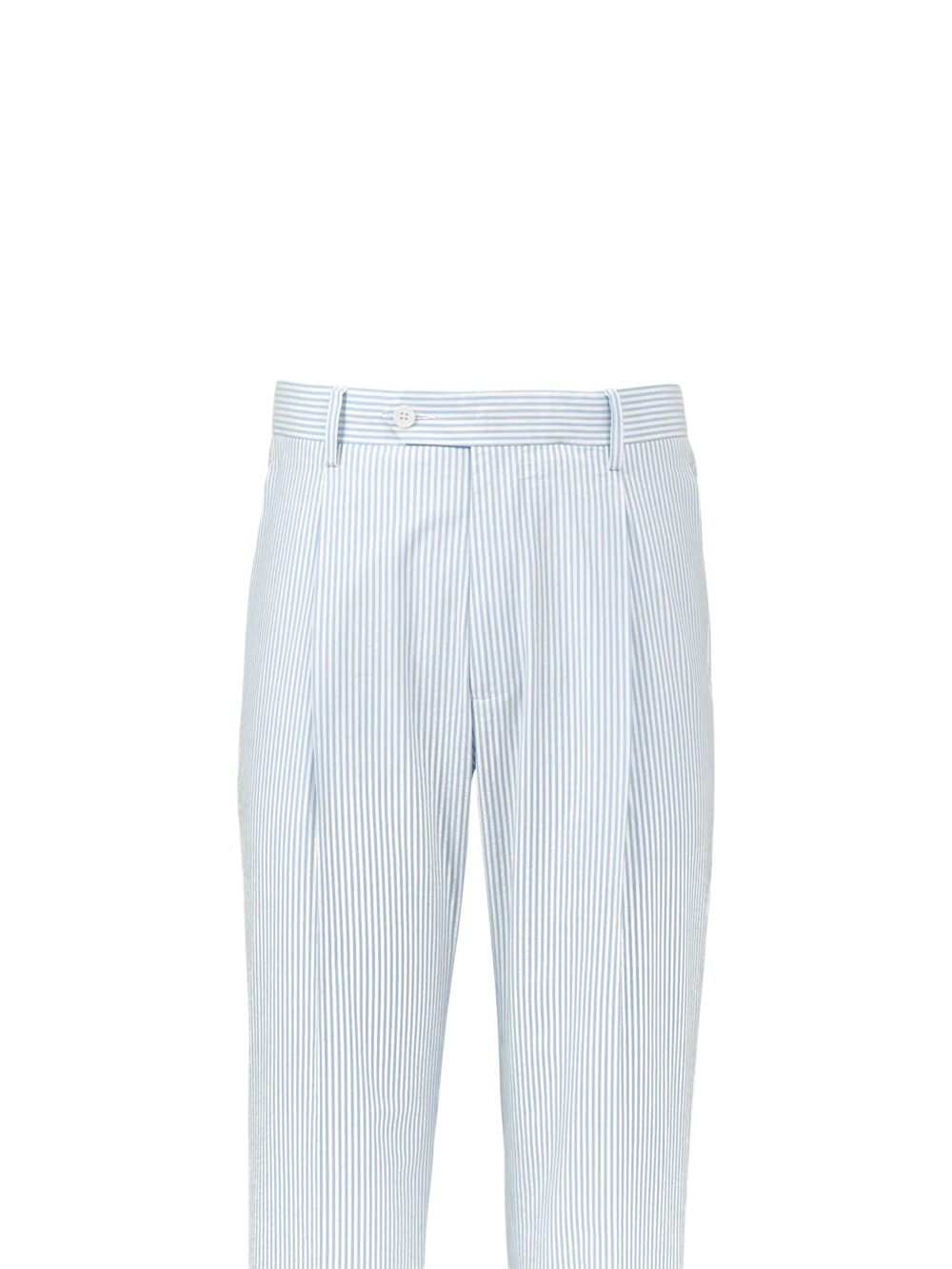 Cotton Seersucker Single Pleated Pants - Blue/white - Image 2