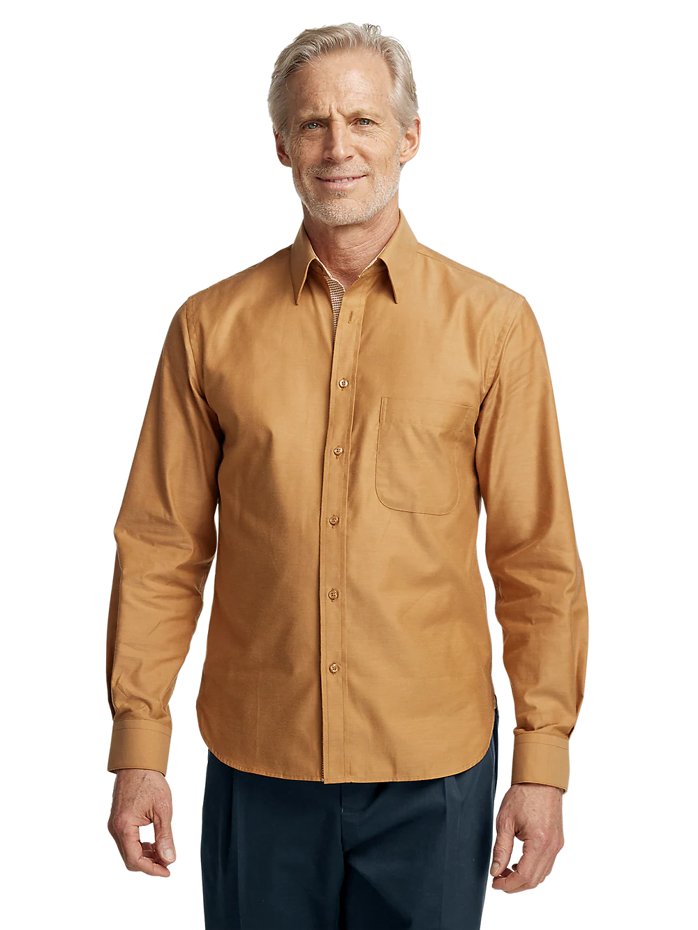 Cotton Solid Casual Shirt - Light Rust - Image 2