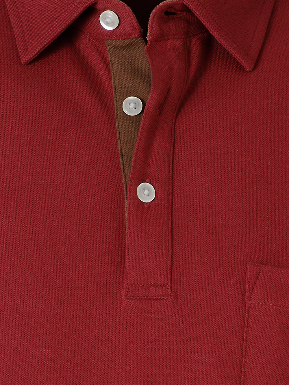 Cotton/Spandex Pique Three Button Polo - Burgundy - Image 6
