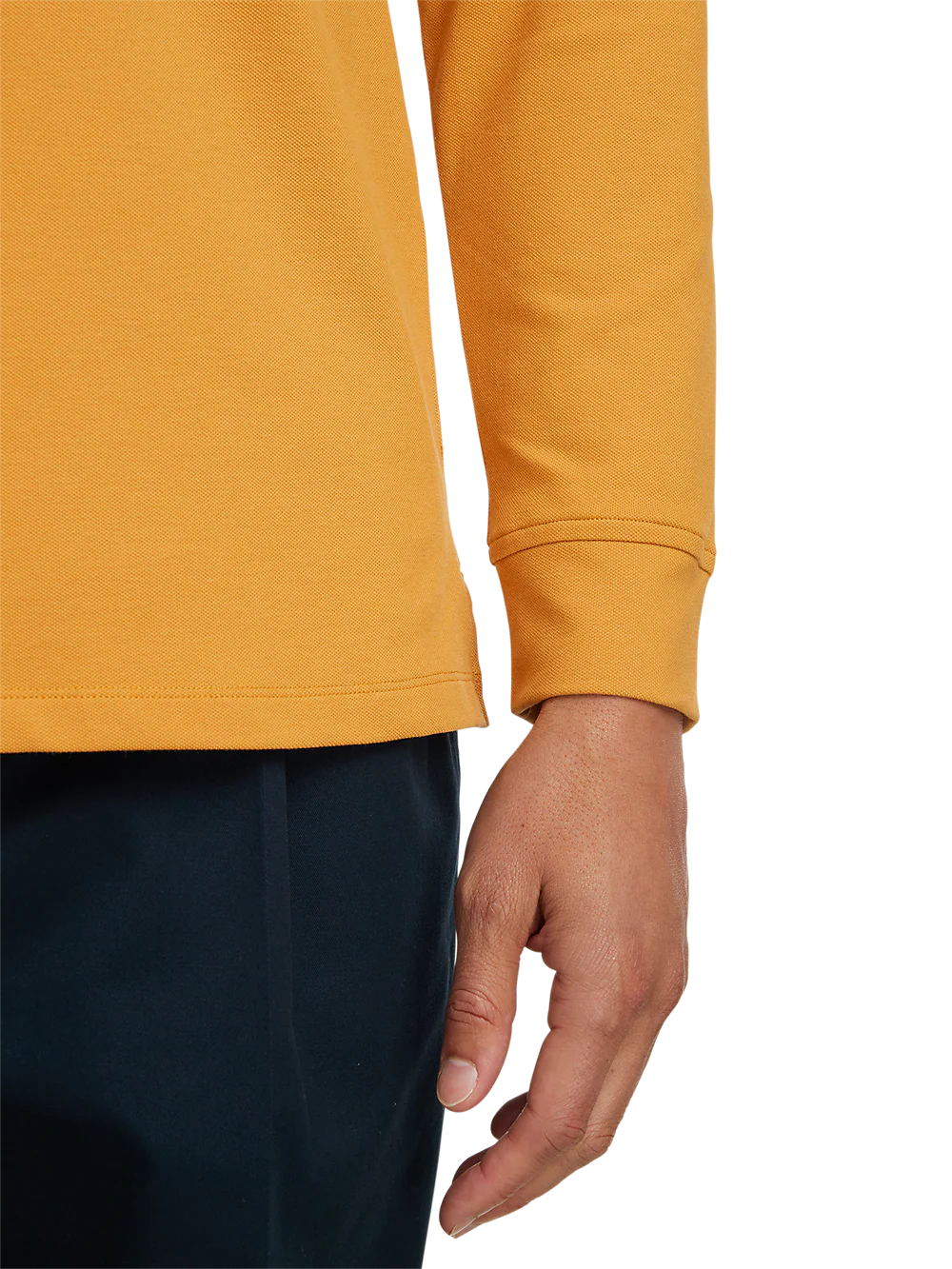 Cotton/Spandex Pique Three Button Polo - Gold - Image 4