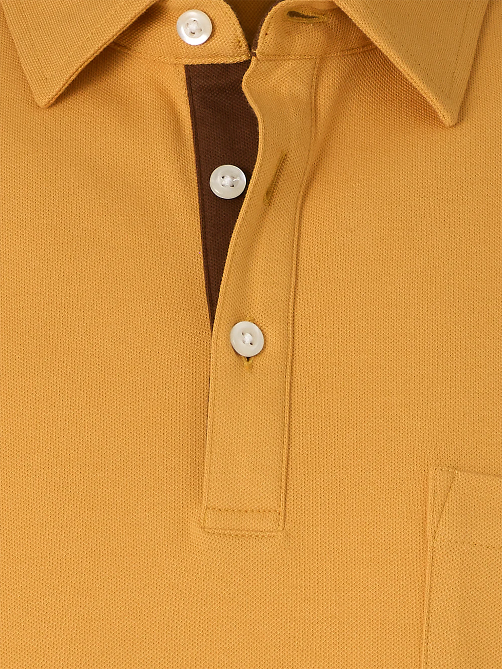 Cotton/Spandex Pique Three Button Polo - Gold - Image 6