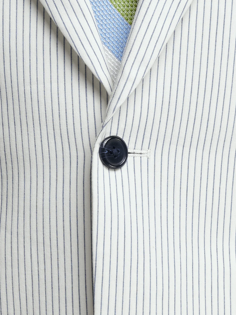 Cotton Stretch Stripe Seersucker Single Breasted Peak Lapel Suit Jacket - White/blue - Image 5