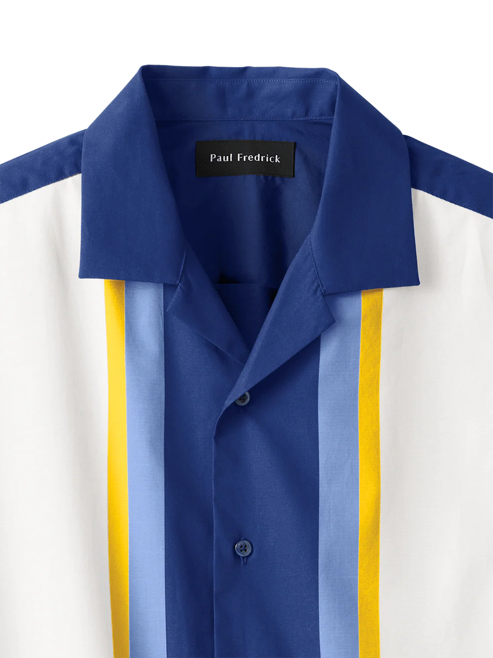 Cotton Stripe Border Print Casual Shirt - Navy - Image 6