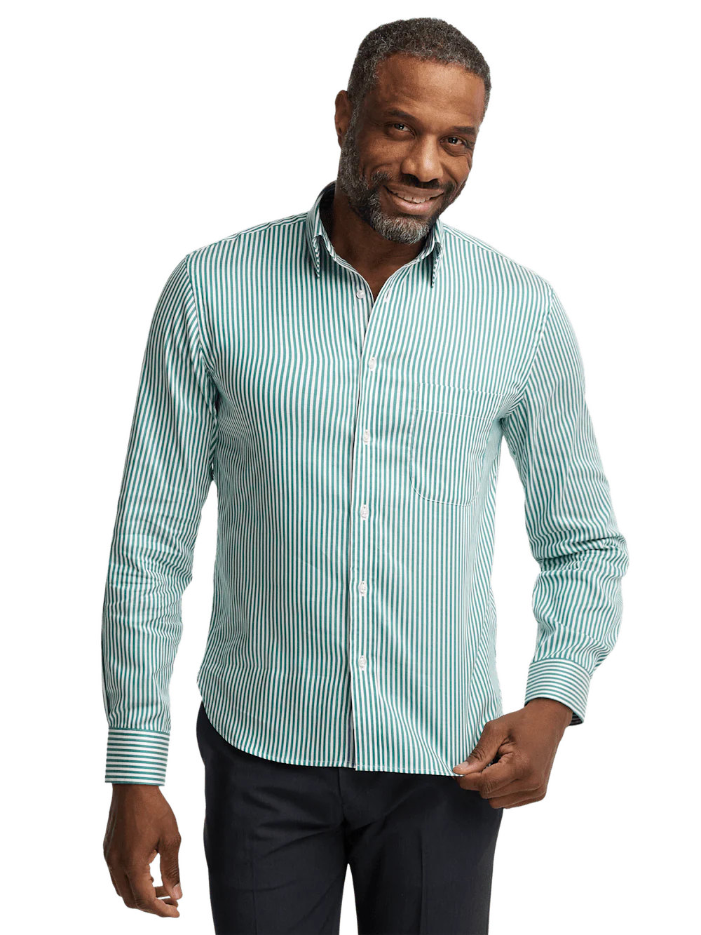 Cotton Stripe Casual Shirt - Green/blue - Image 2