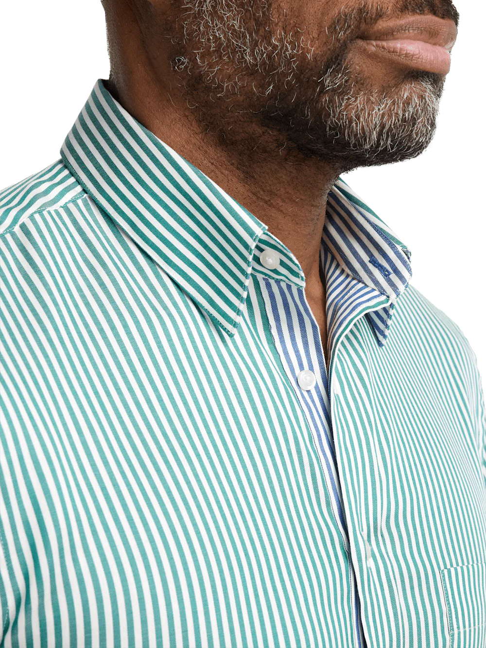 Cotton Stripe Casual Shirt - Green/blue - Image 4