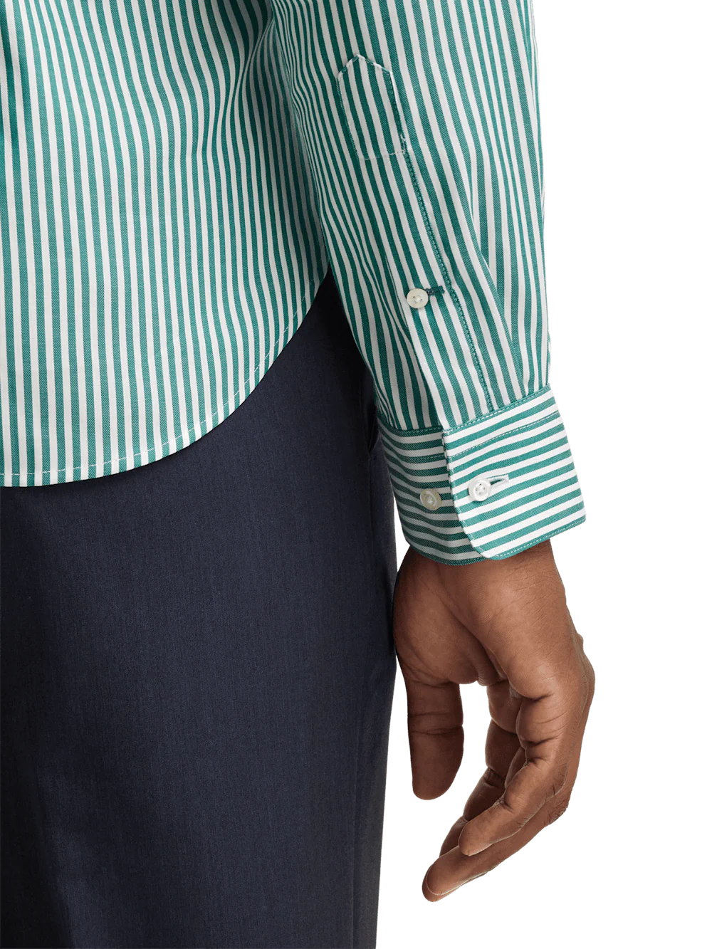 Cotton Stripe Casual Shirt - Green/blue - Image 5