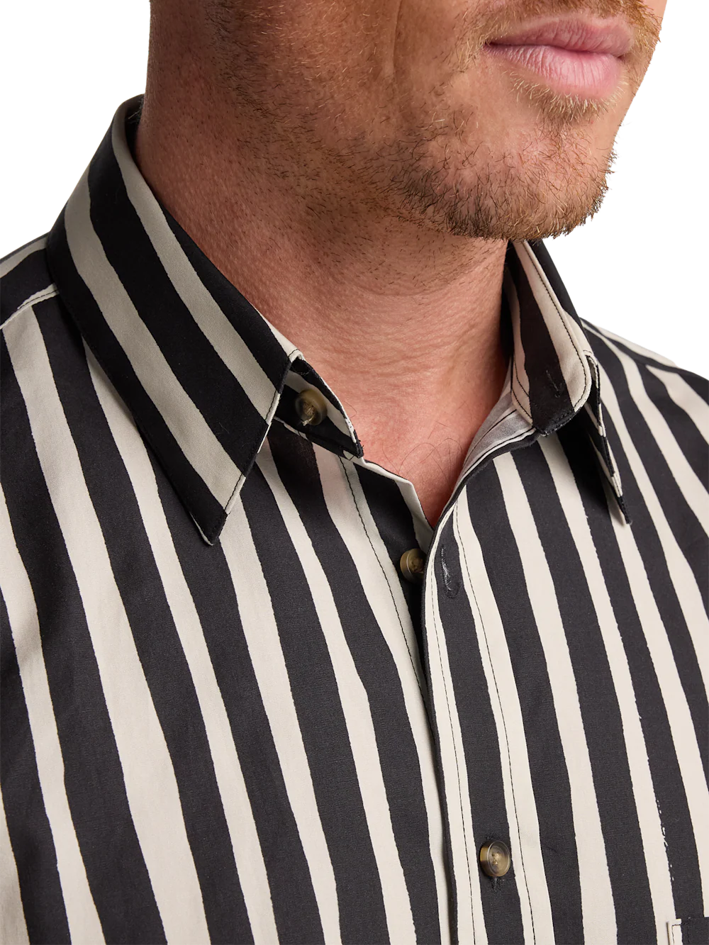 Cotton Stripe Casual Shirt - Black/tan - Image 3