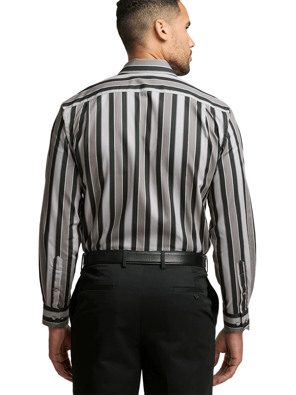 Cotton Stripe Casual Shirt - Black - Image 5