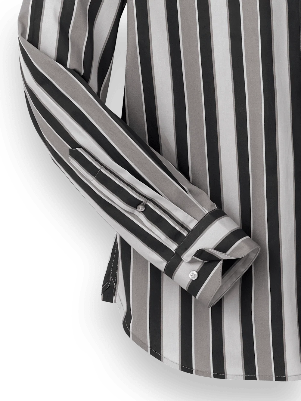 Cotton Stripe Casual Shirt - Black - Image 7