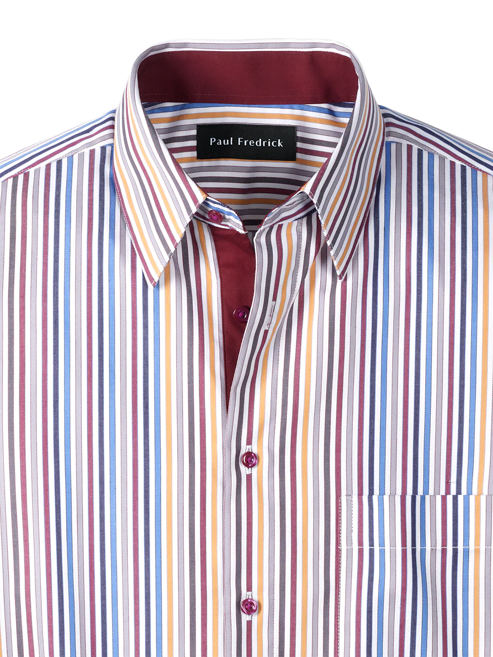 Cotton Stripe Point Collar Casual Shirt - Multi - Image 7