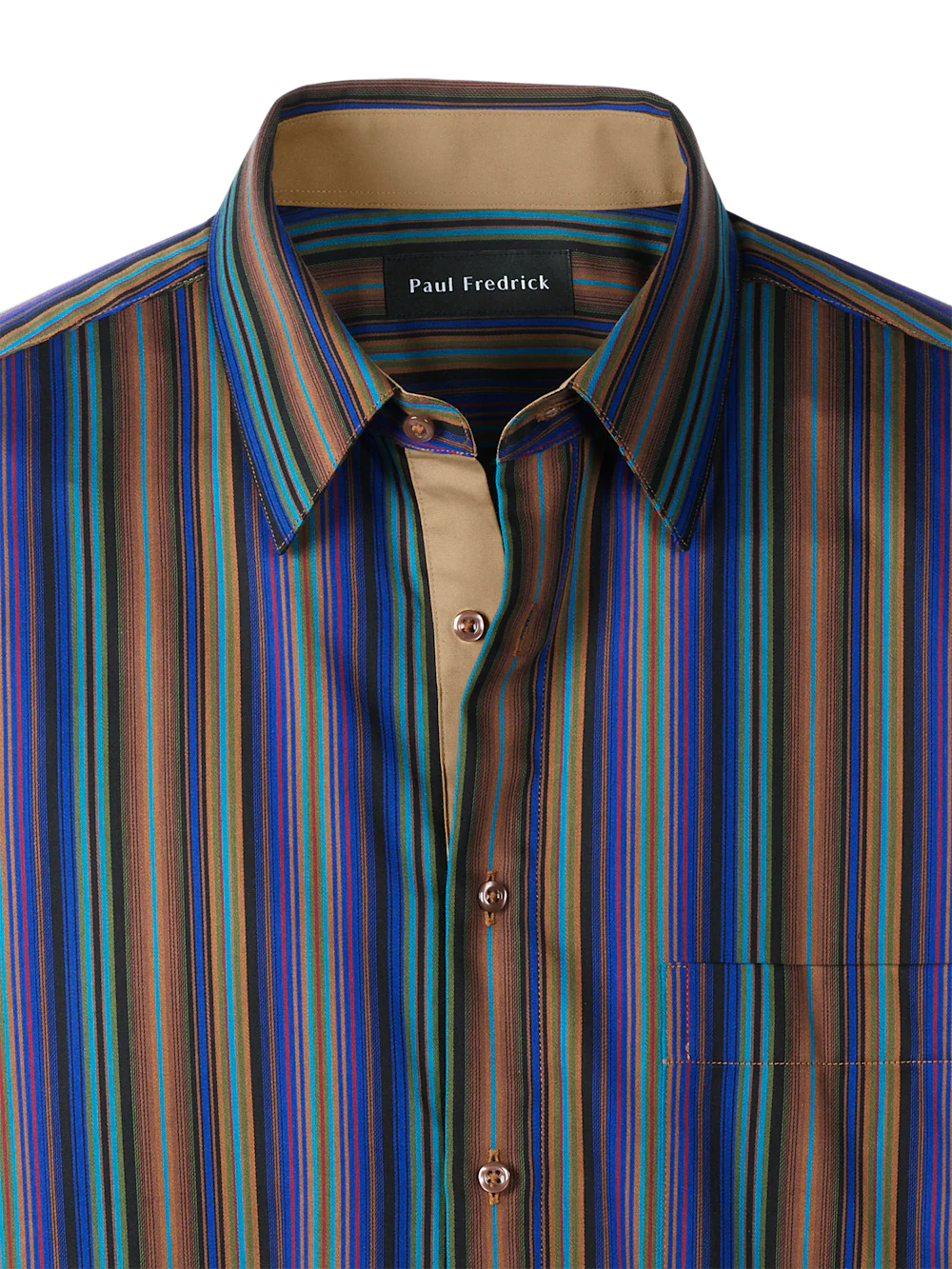 Cotton Stripe Point Collar Casual Shirt - Multi - Image 7