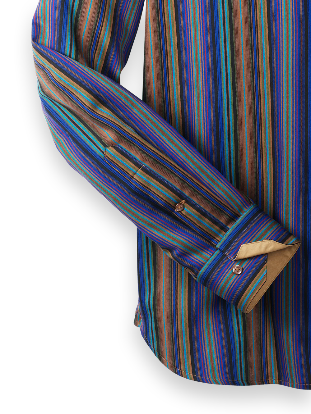 Cotton Stripe Point Collar Casual Shirt - Multi - Image 8