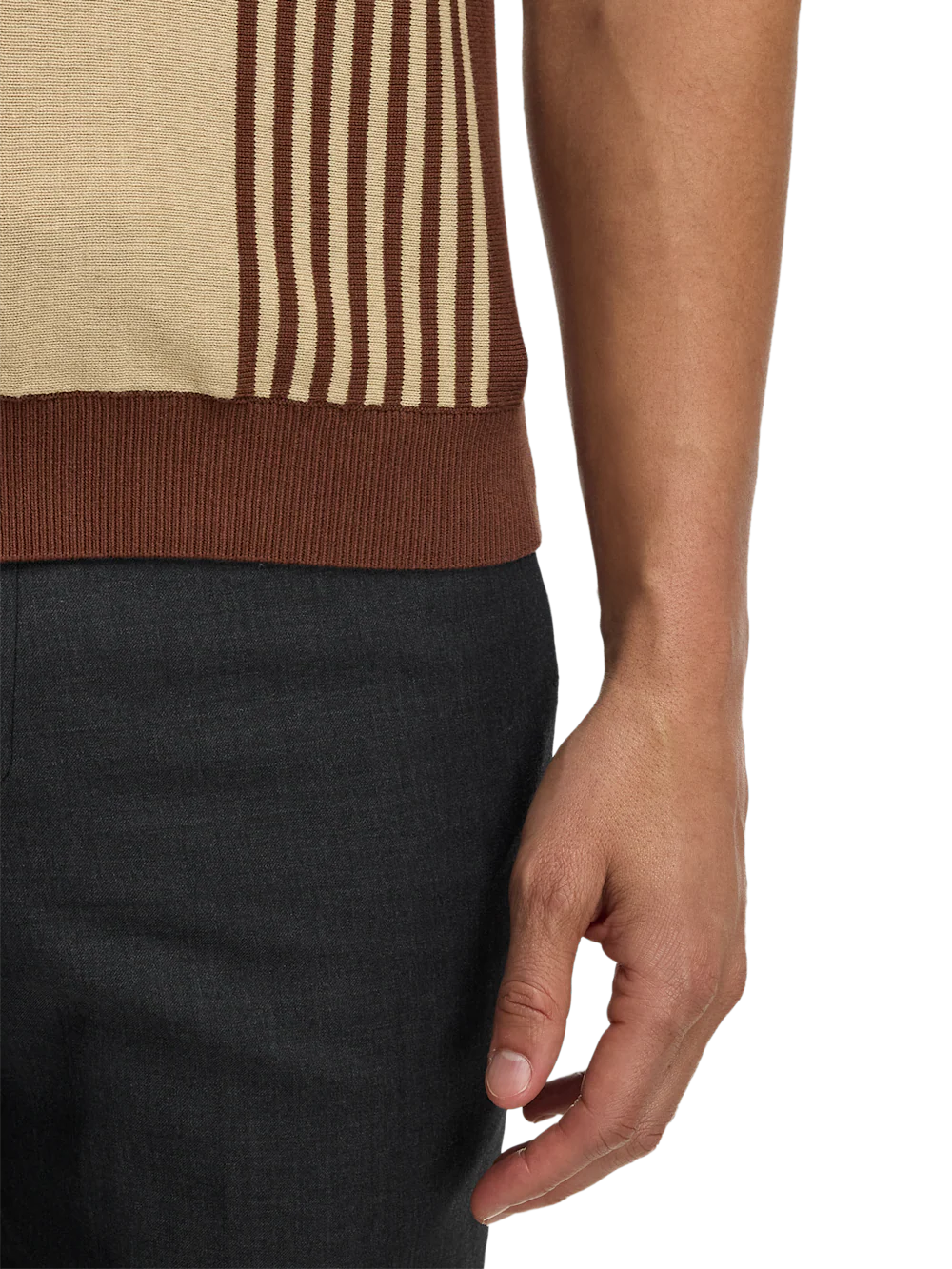 Cotton Three Button Front Polo - Brown - Image 4