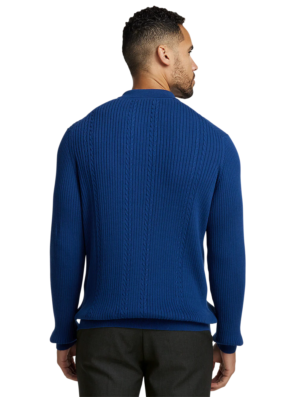 Cotton Three Button Polo - Blue - Image 5