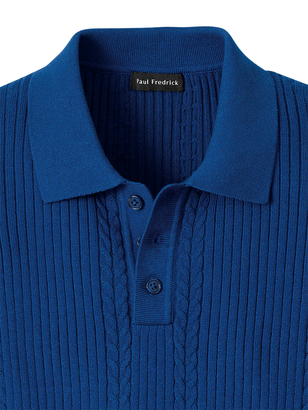 Cotton Three Button Polo - Blue - Image 6