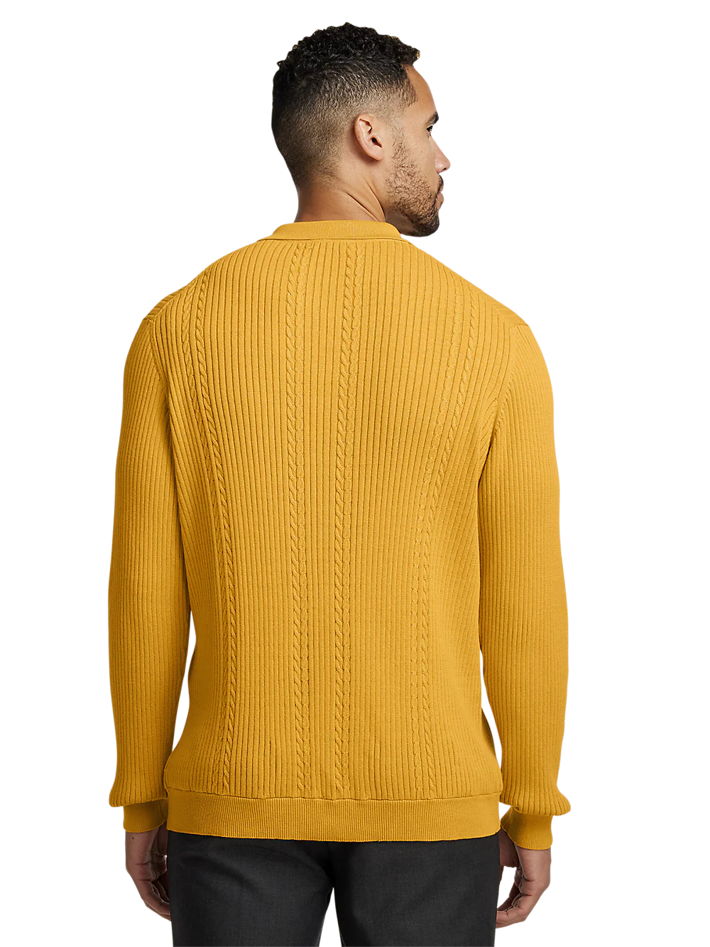Cotton Three Button Polo - Gold - Image 5